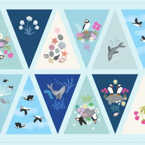 Lewis & Irene Puffin Rock bunting panel